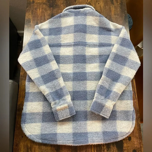 Fuzzy Flannel Sherpa Button Down Coat - Picture 13 of 13